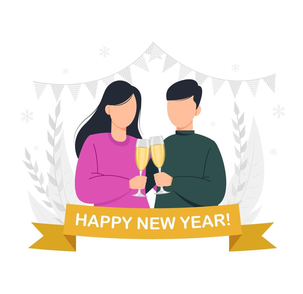 Couple holding two glasses of champagne vector