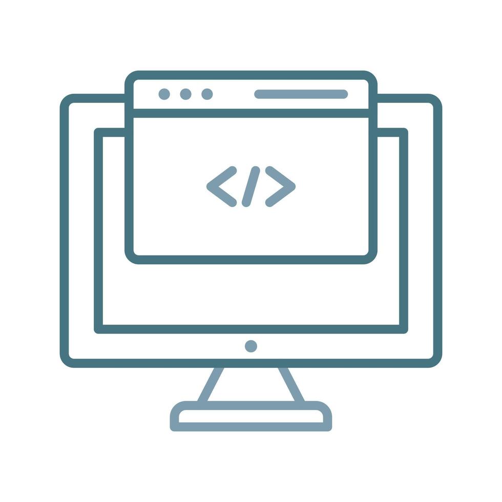 línea de código de sitio web icono de dos colores vector