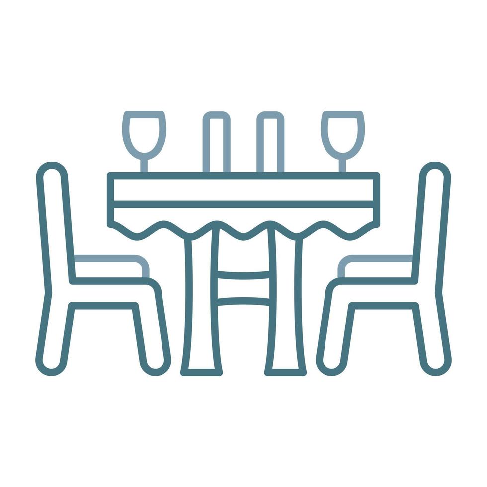 Dinner Table Line Two Color Icon vector