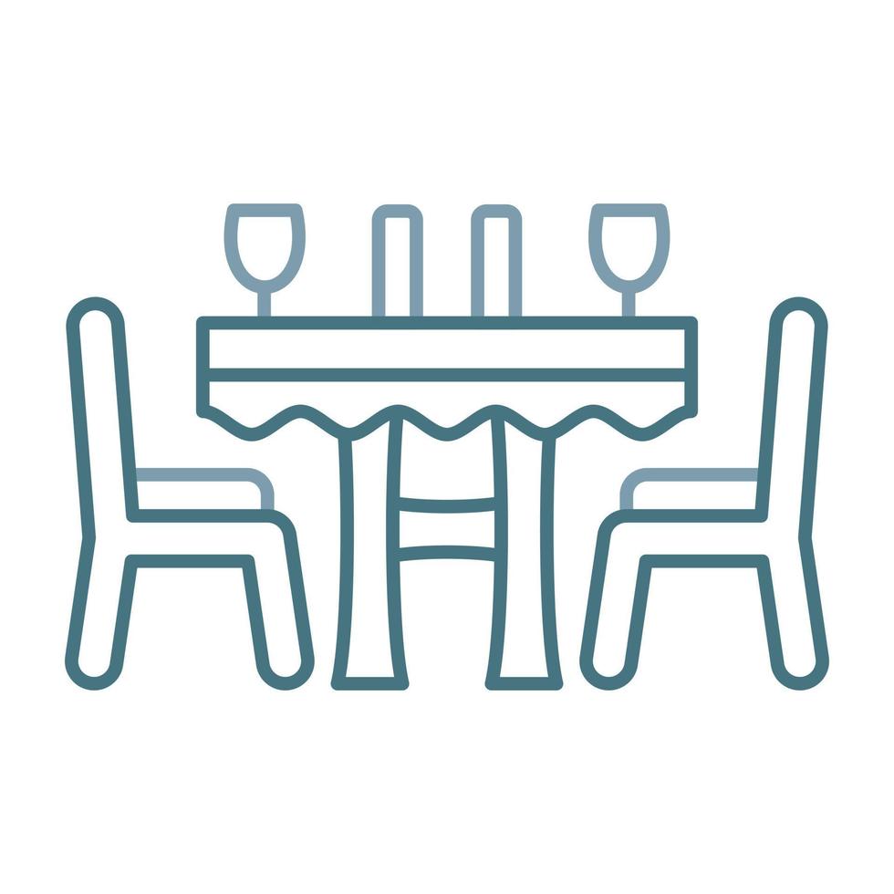 Dinner Table Line Two Color Icon vector