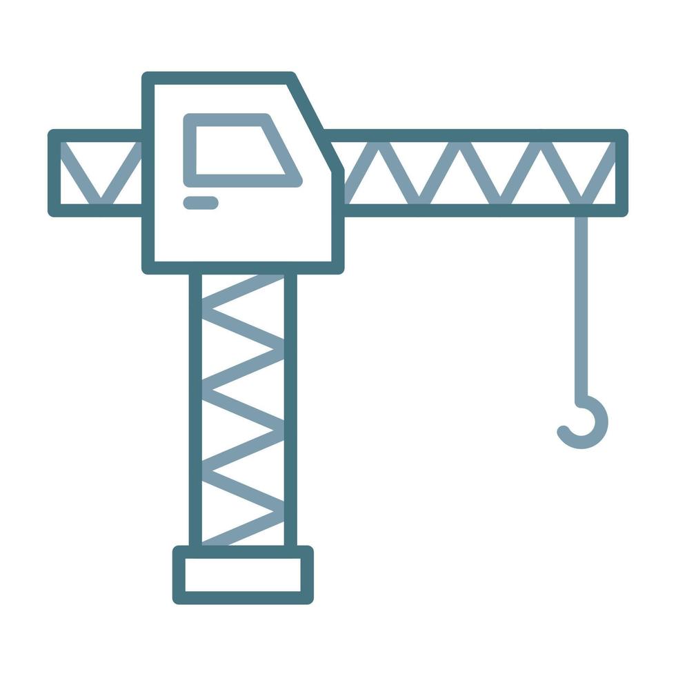 Tower Crane Line Two Color Icon vector