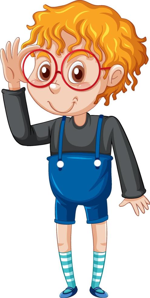 Nerdy boy cartoon character on white background 4650515 Vector Art at  Vecteezy