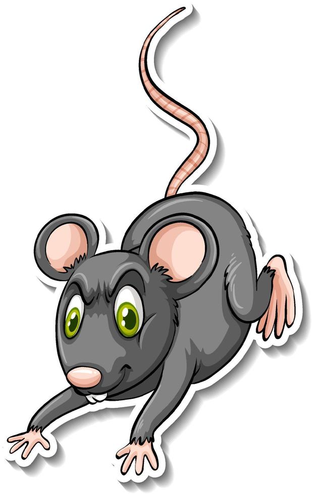 A grey rat animal cartoon sticker vector