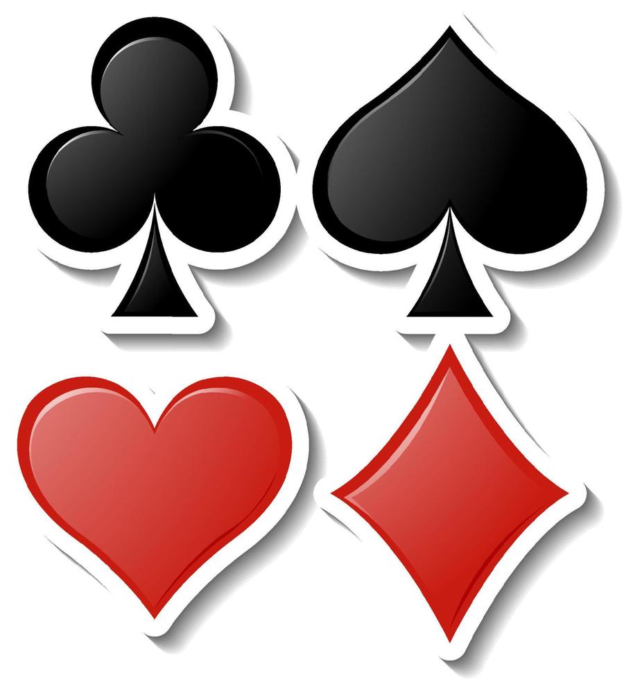 Playing card symbols sticker on white background vector