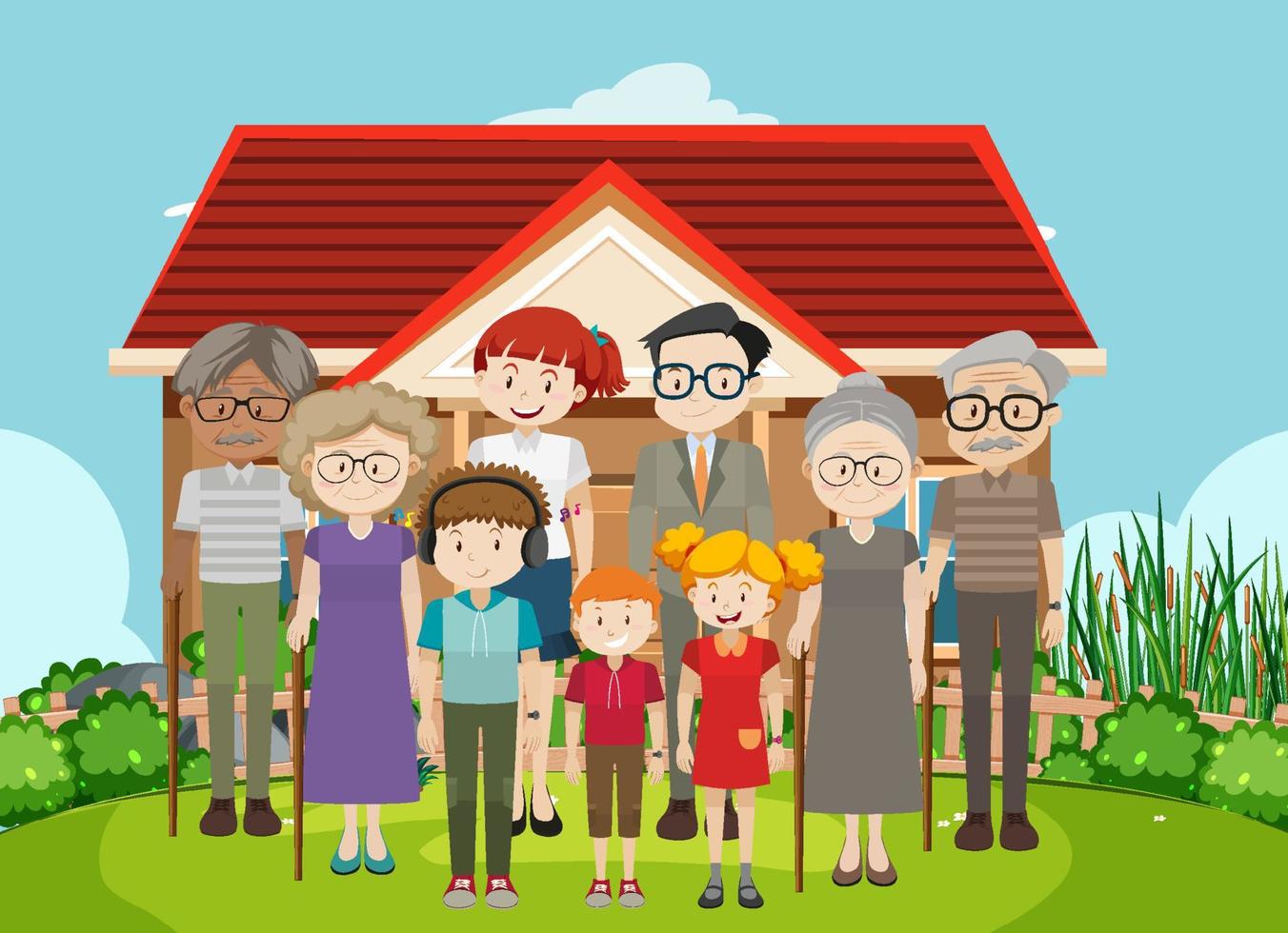 Member of family at home outdoor scene vector