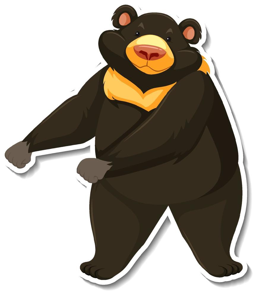 etiqueta engomada de la historieta del animal del oso negro asiático vector