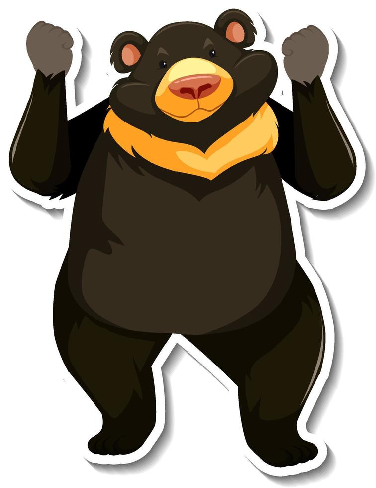 etiqueta engomada de la historieta del animal del oso negro asiático vector