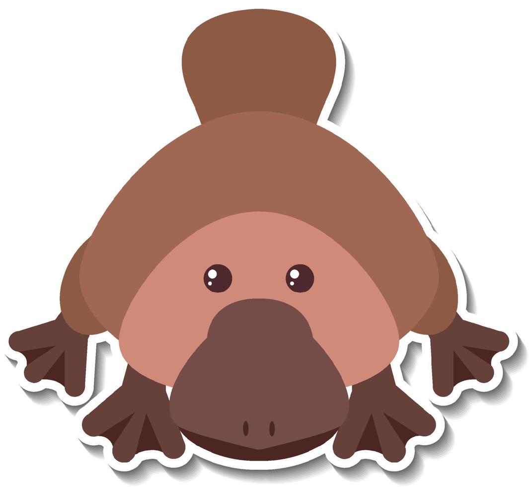 Cute platypus animal cartoon sticker vector