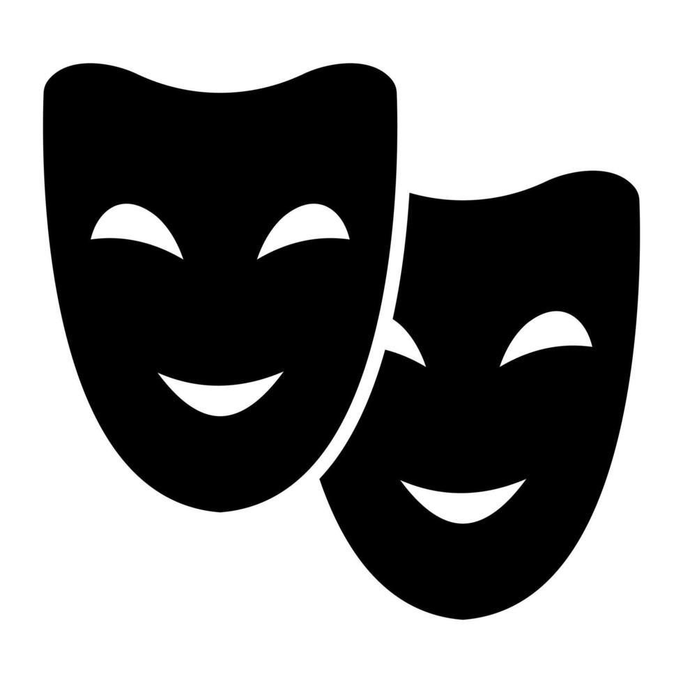 icono de glifo de máscaras de teatro vector