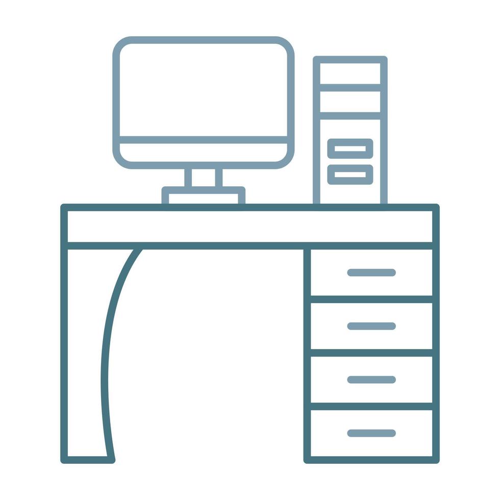 Computer Table Line Two Color Icon vector