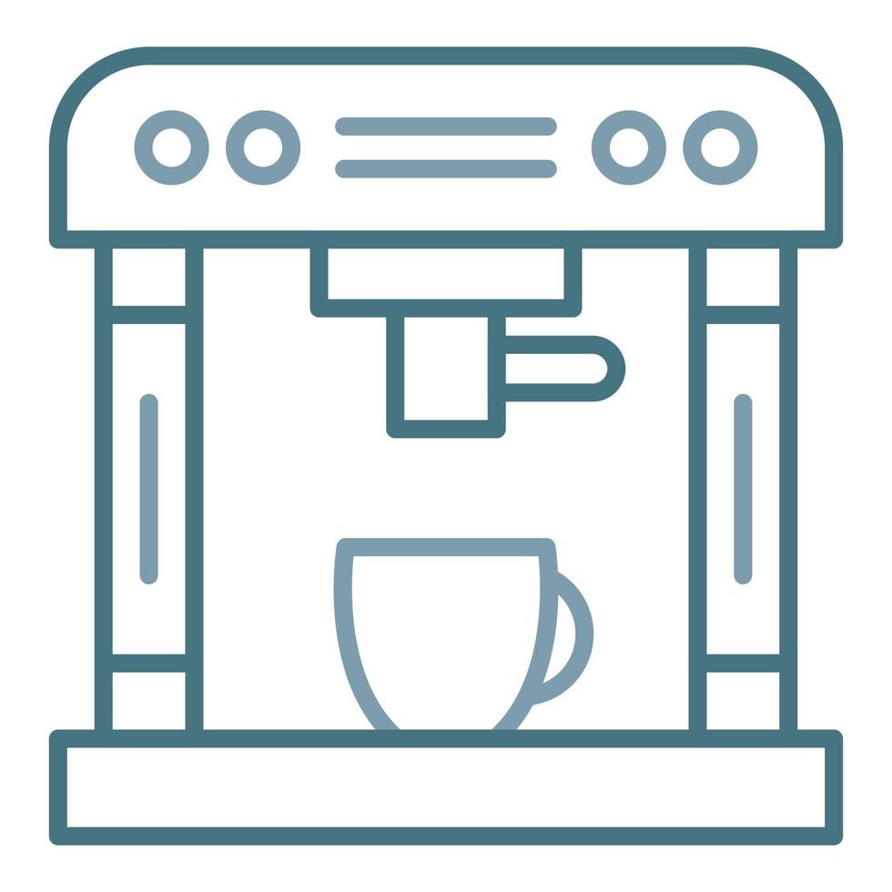 icono de dos colores de la línea de cafetera vector