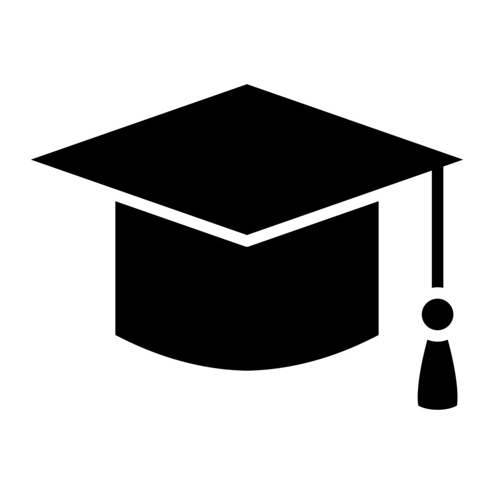 icono de glifo de sombrero de graduación vector