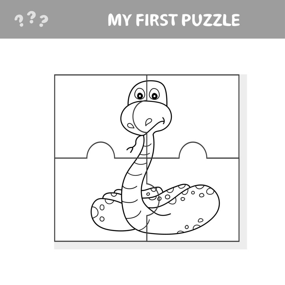 Educational Jigsaw Puzzle Activity for Children with Snake Animal Character vector