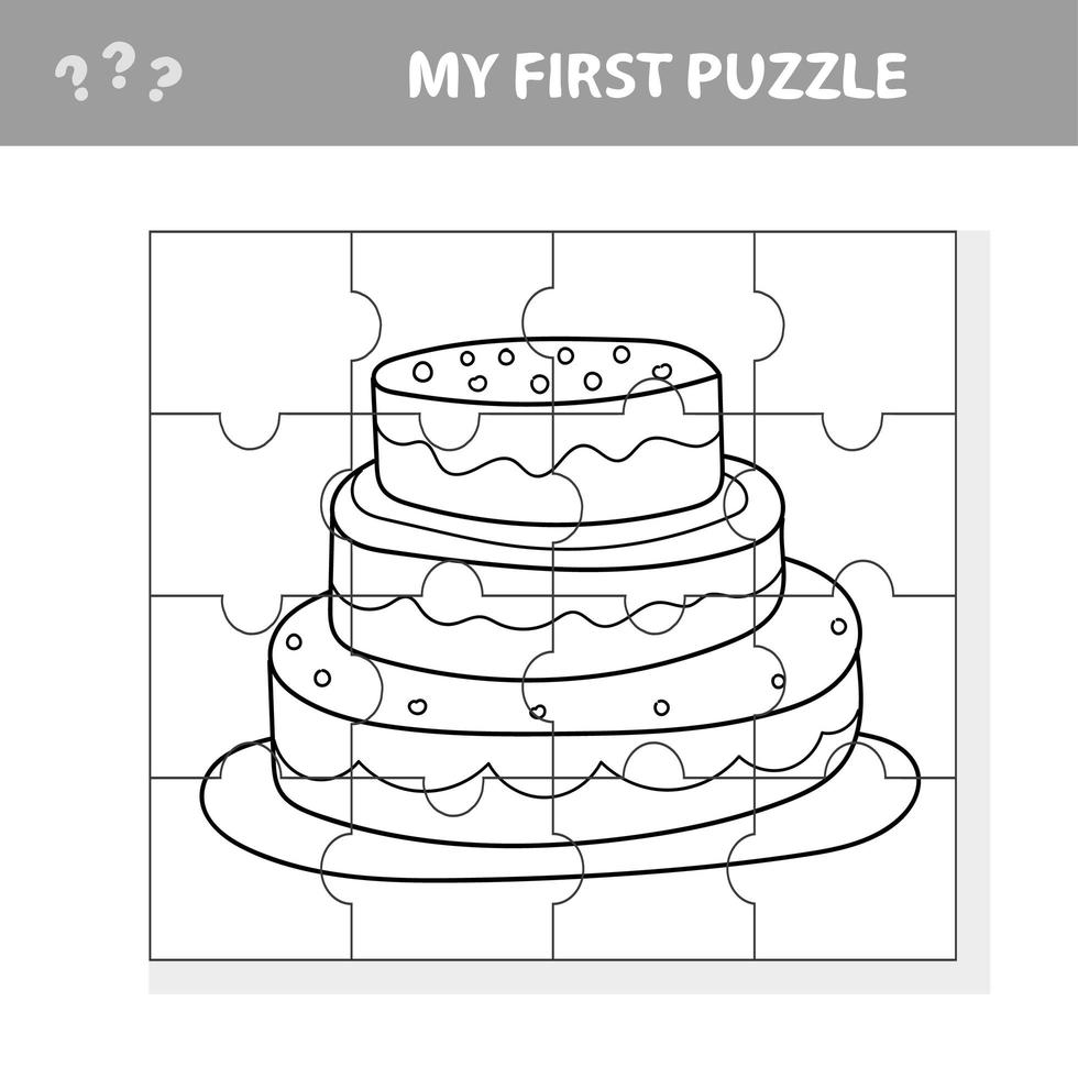 Education paper game for children, sweet cake. My first puzzle. Game for kids vector