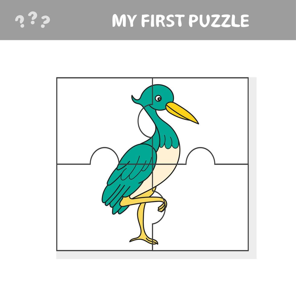 pájaro garza - rompecabezas. ilustración vectorial para niños vector