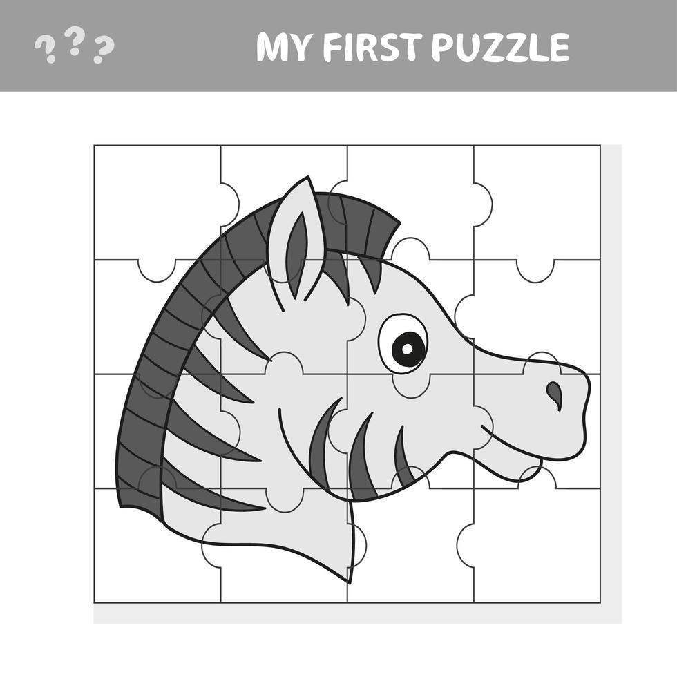 Cartoon Education Puzzle Game for Preschool Children with Funny Zebra vector