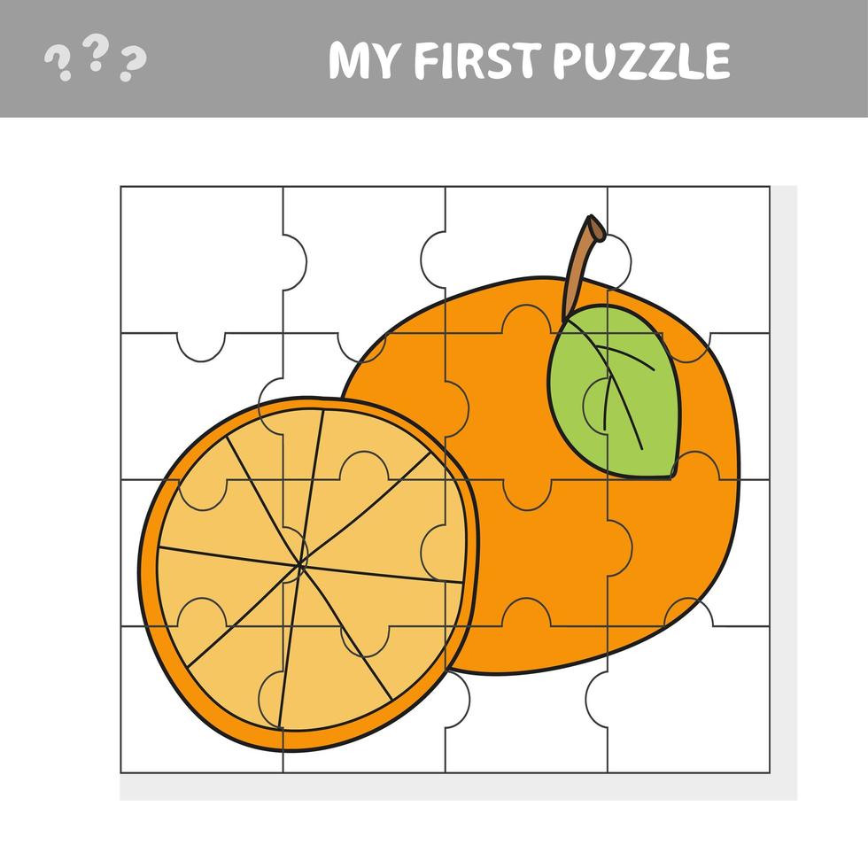 Game for kids. Simple kid application with Sweet Orange fruit. My first puzzle vector