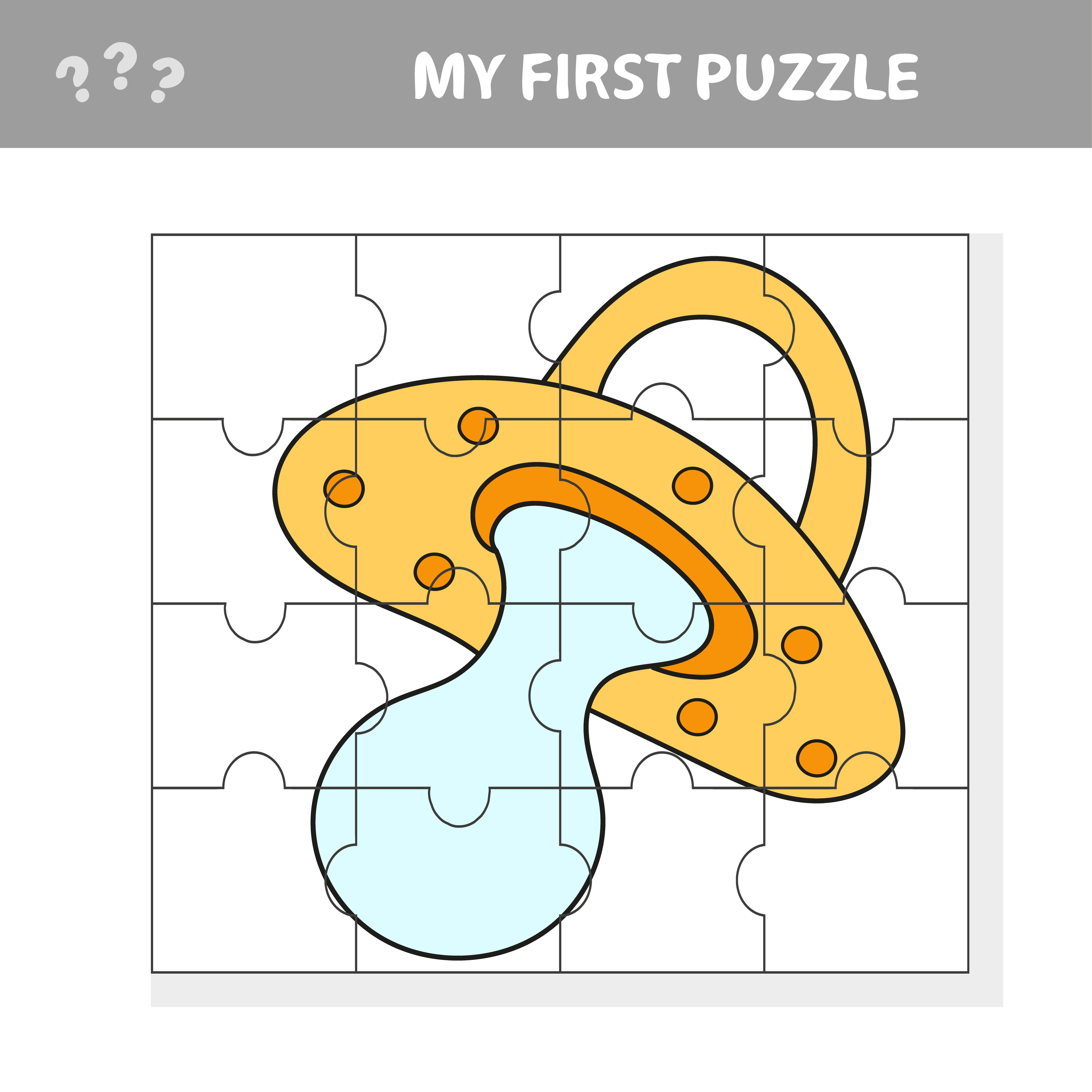 jigsaw puzzle parts of pacifier educational children game printable worksheet 4651170 vector art at vecteezy