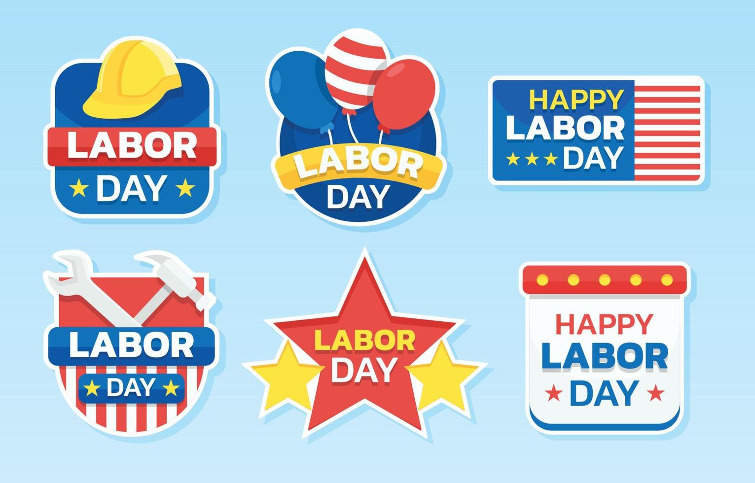 Happy Labor Day Sticker Pack Collection vector