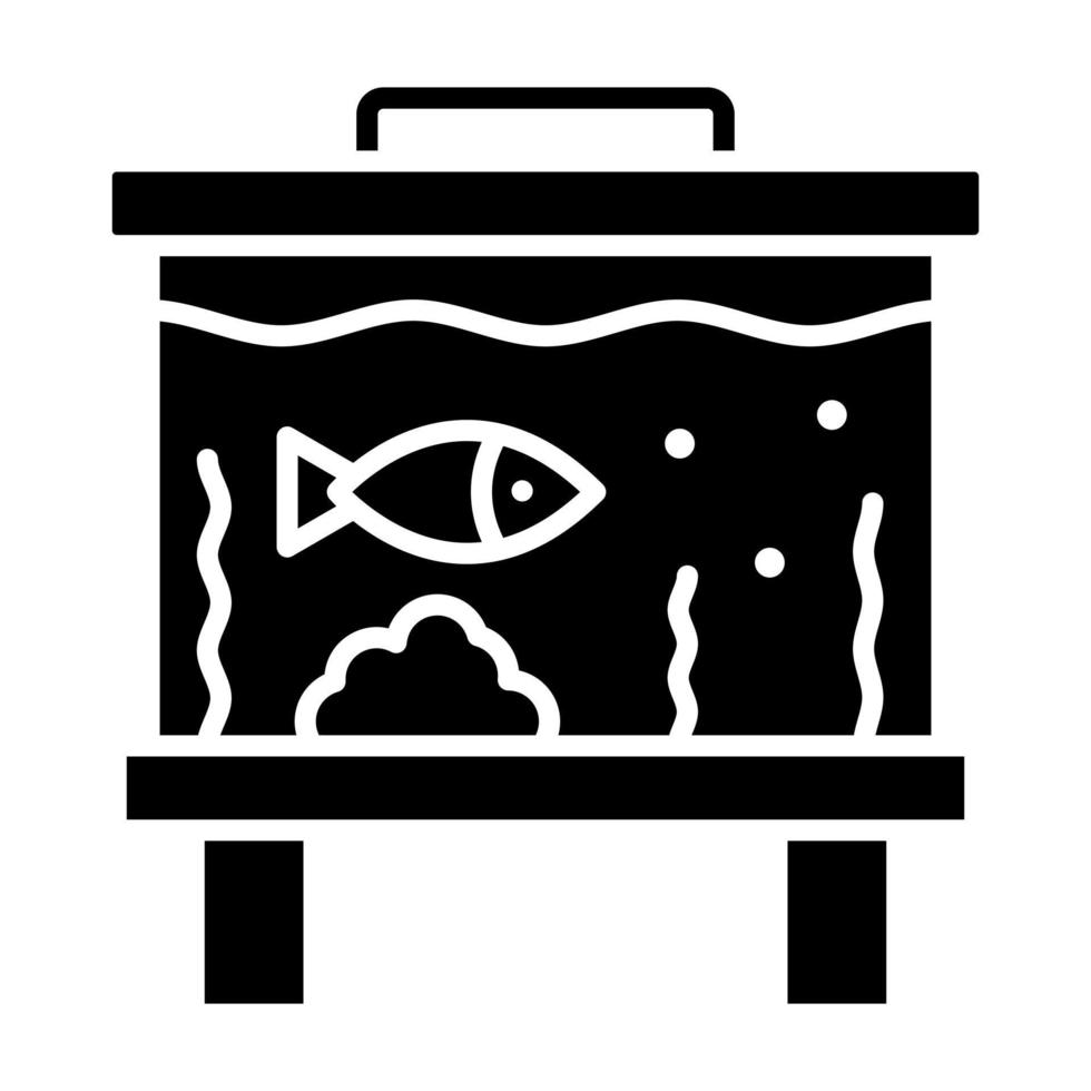 Fish Tank Glyph Icon vector
