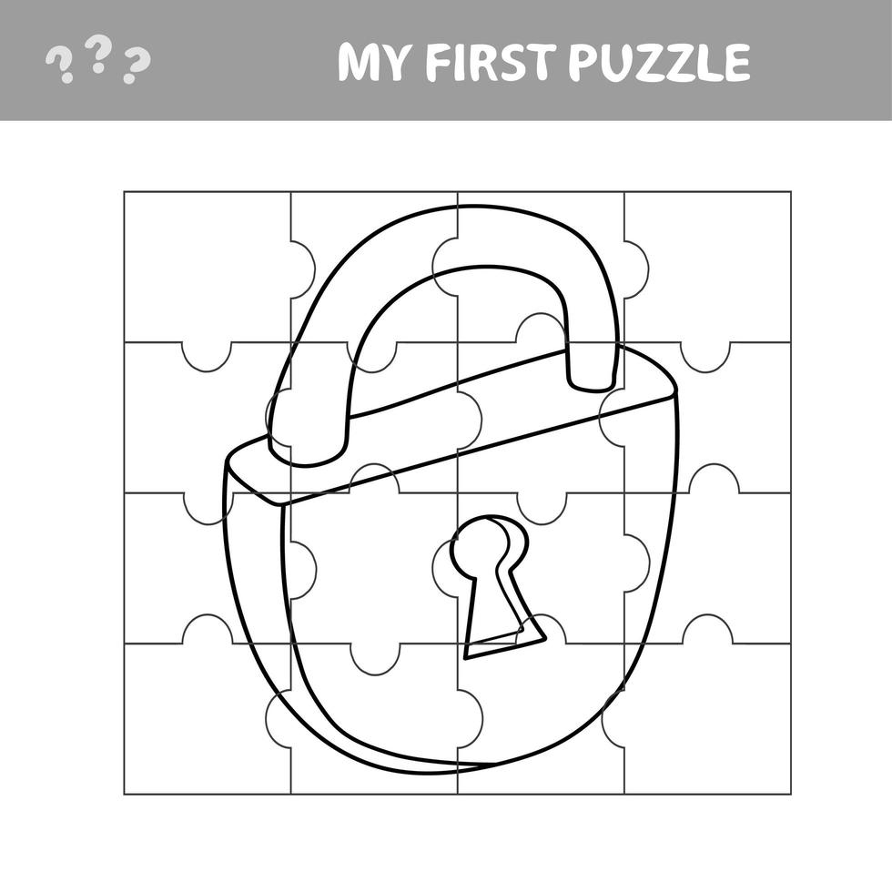 Lock. Education paper game for preshool children. Vector. Jigsaw puzzle vector