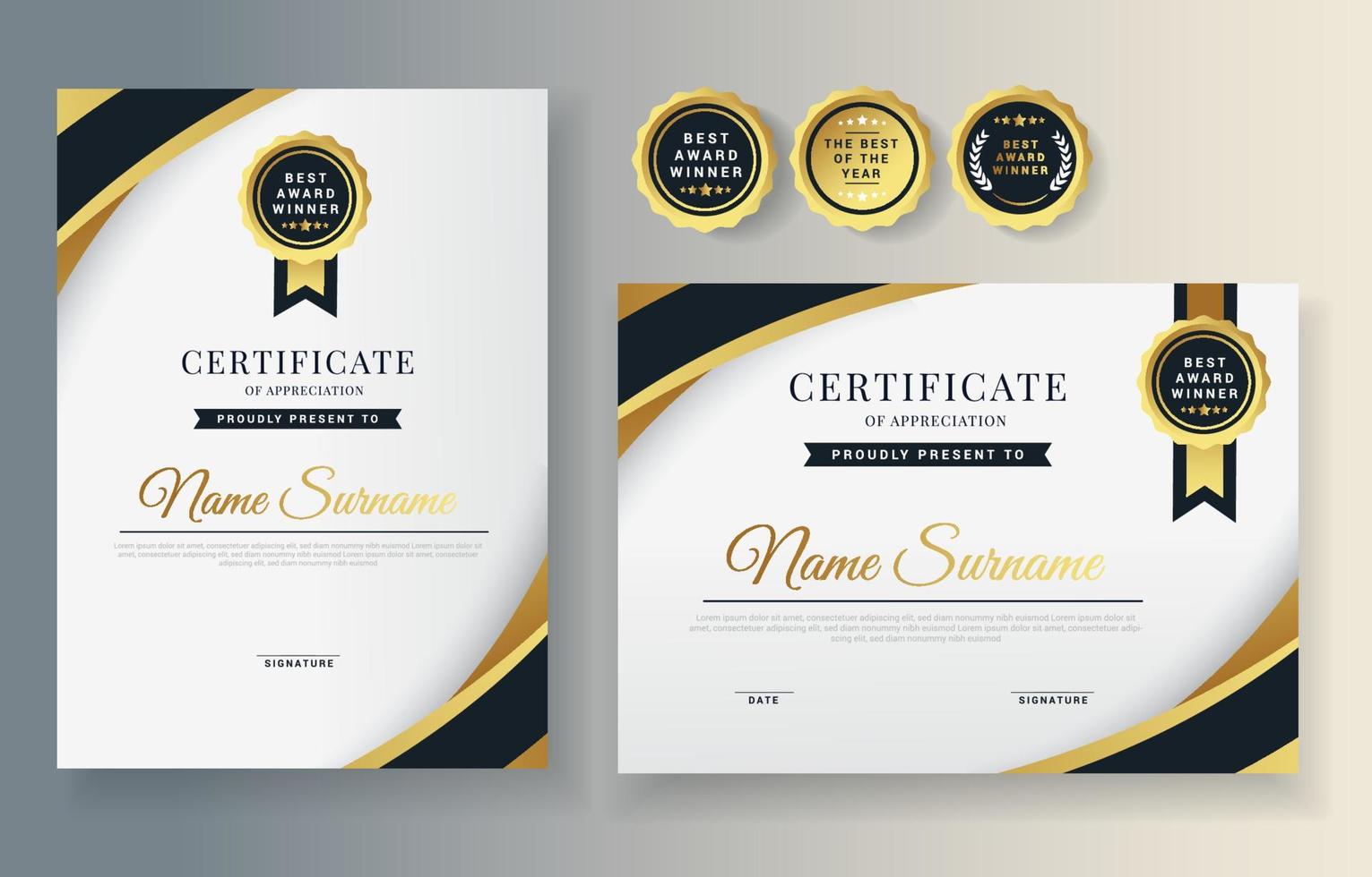 Certificate for Best Performance Award Termplate vector