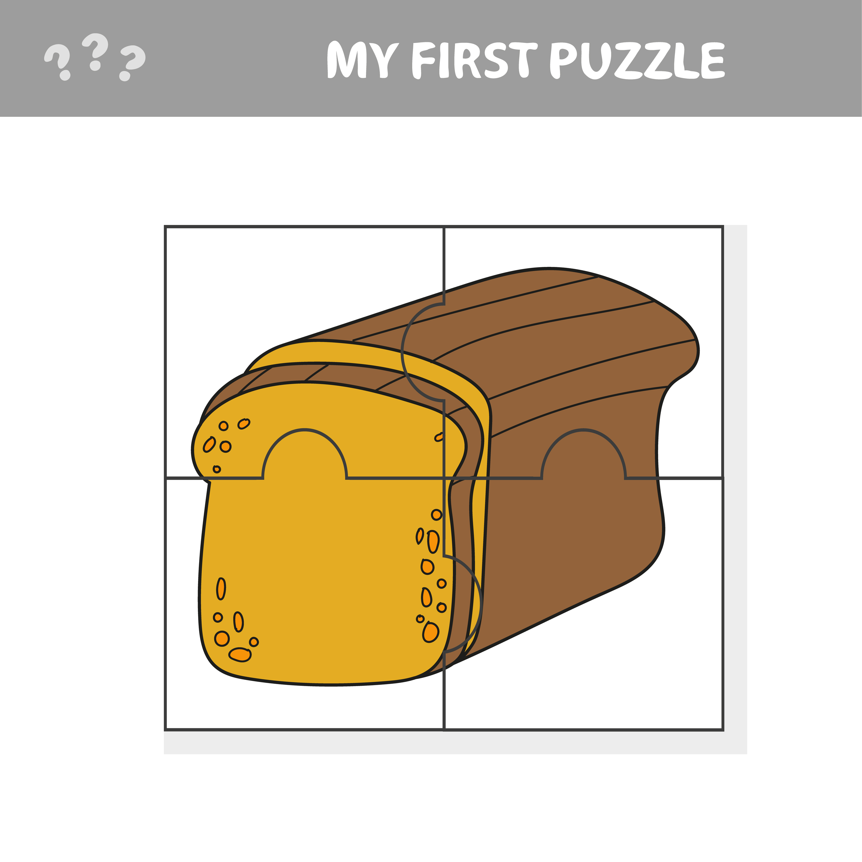 My first puzzle. Bread. Puzzle pieces - a game for preschool children