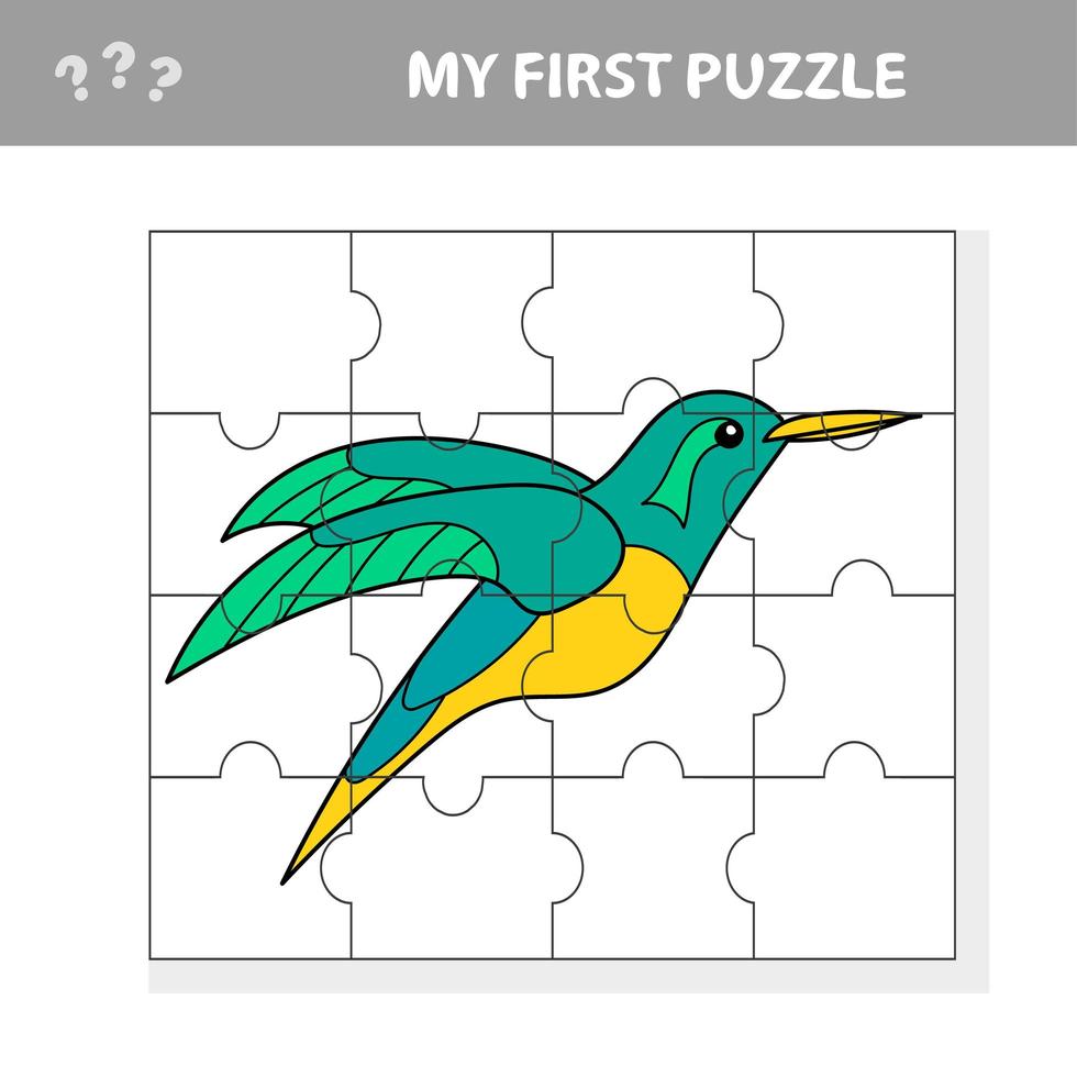 Easy educational paper game for kids. Simple kid application with Hummingbird vector