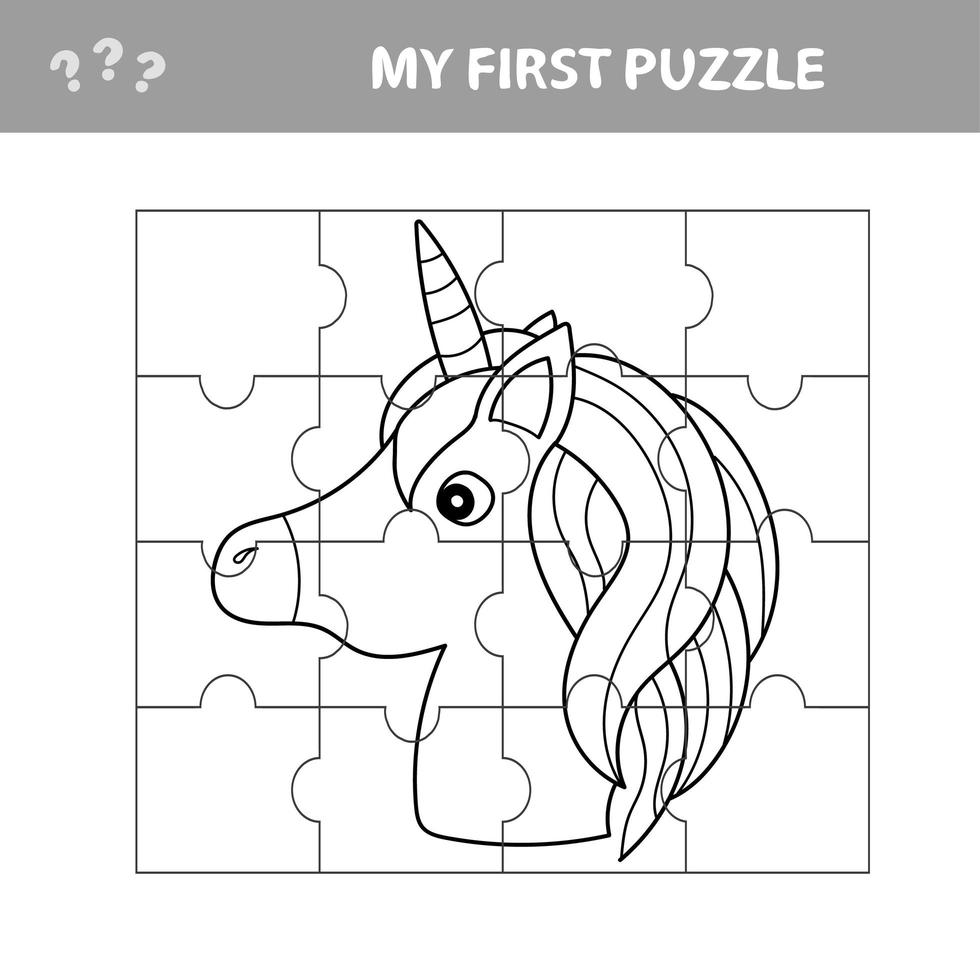 Puzzle game for kids. Education developing worksheet with Unicorn vector