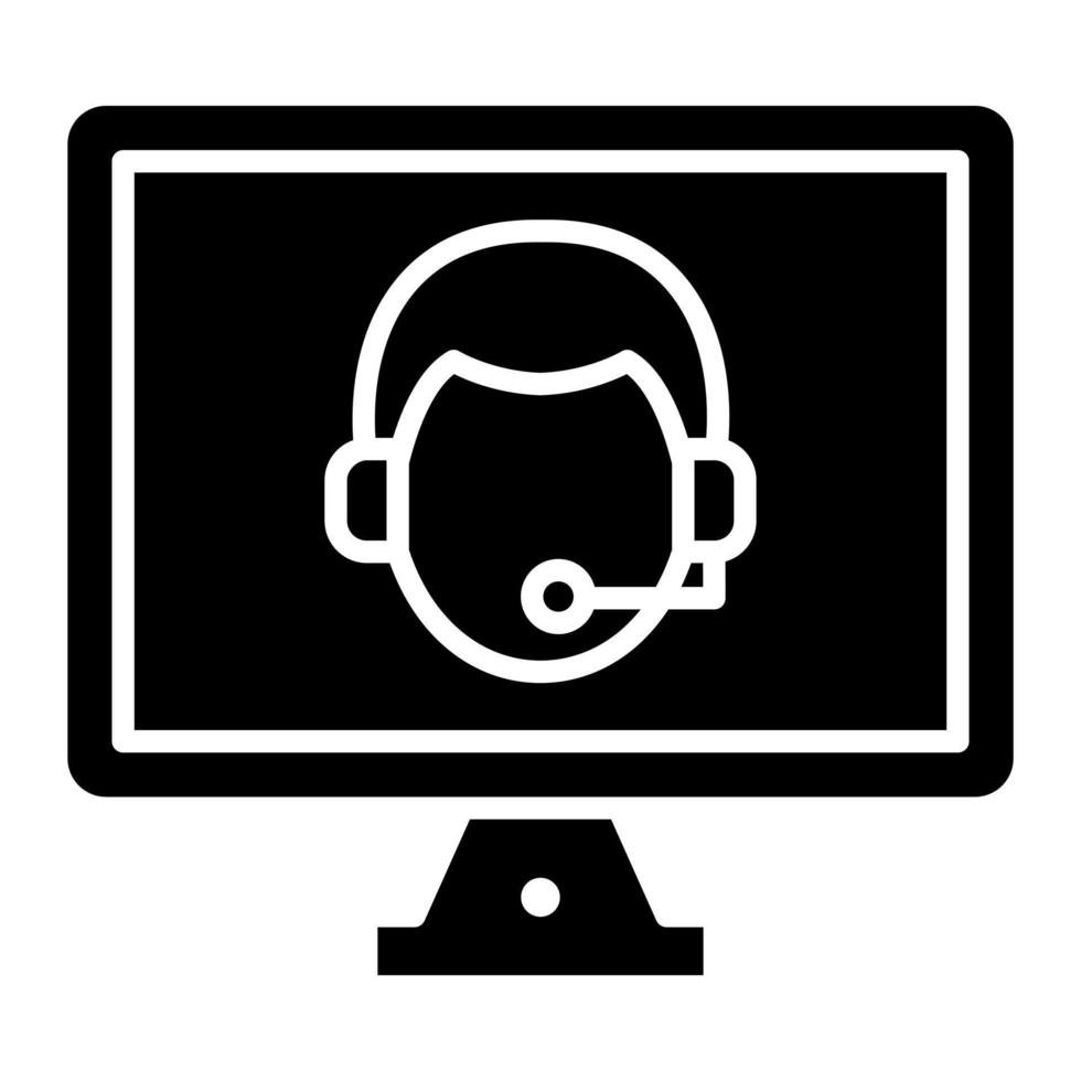 Online Call Center Glyph Icon vector