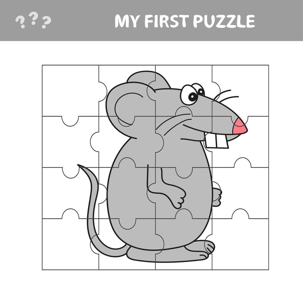 Education paper game for children, Mouse, Rat. My first puzzle vector