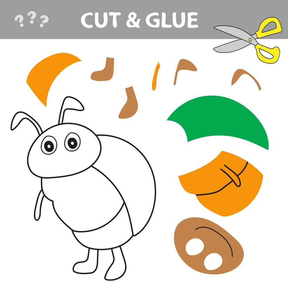 Cut and glue - Simple game for kids with bug vector
