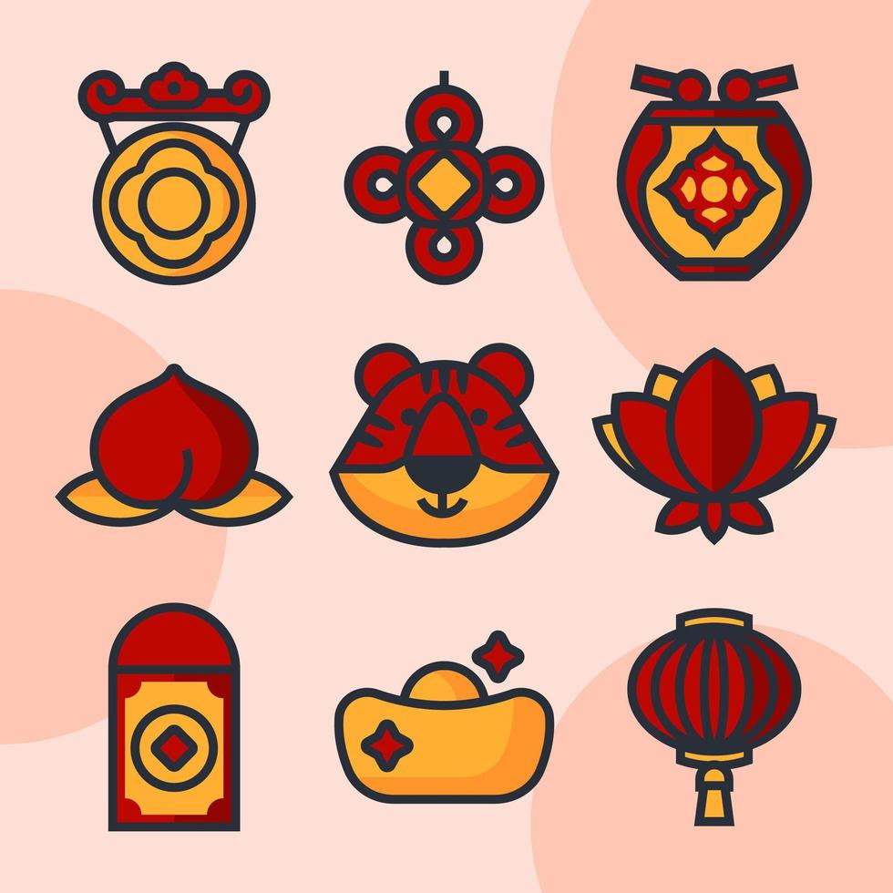 Set of Chinese New Year Icons vector