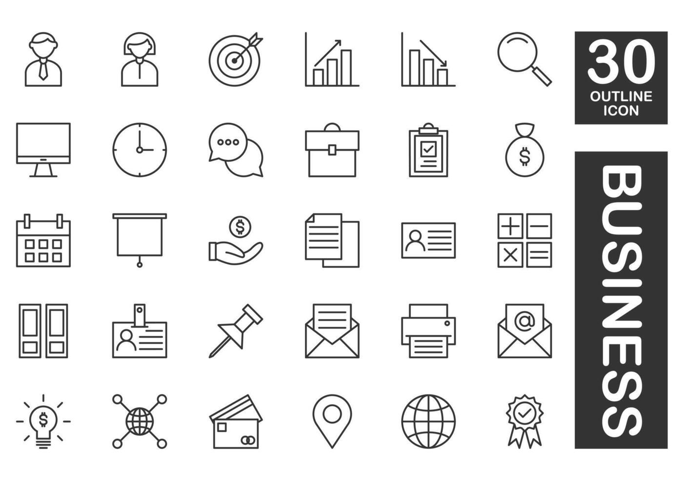 Set of icons for business. Outline style icon business on white