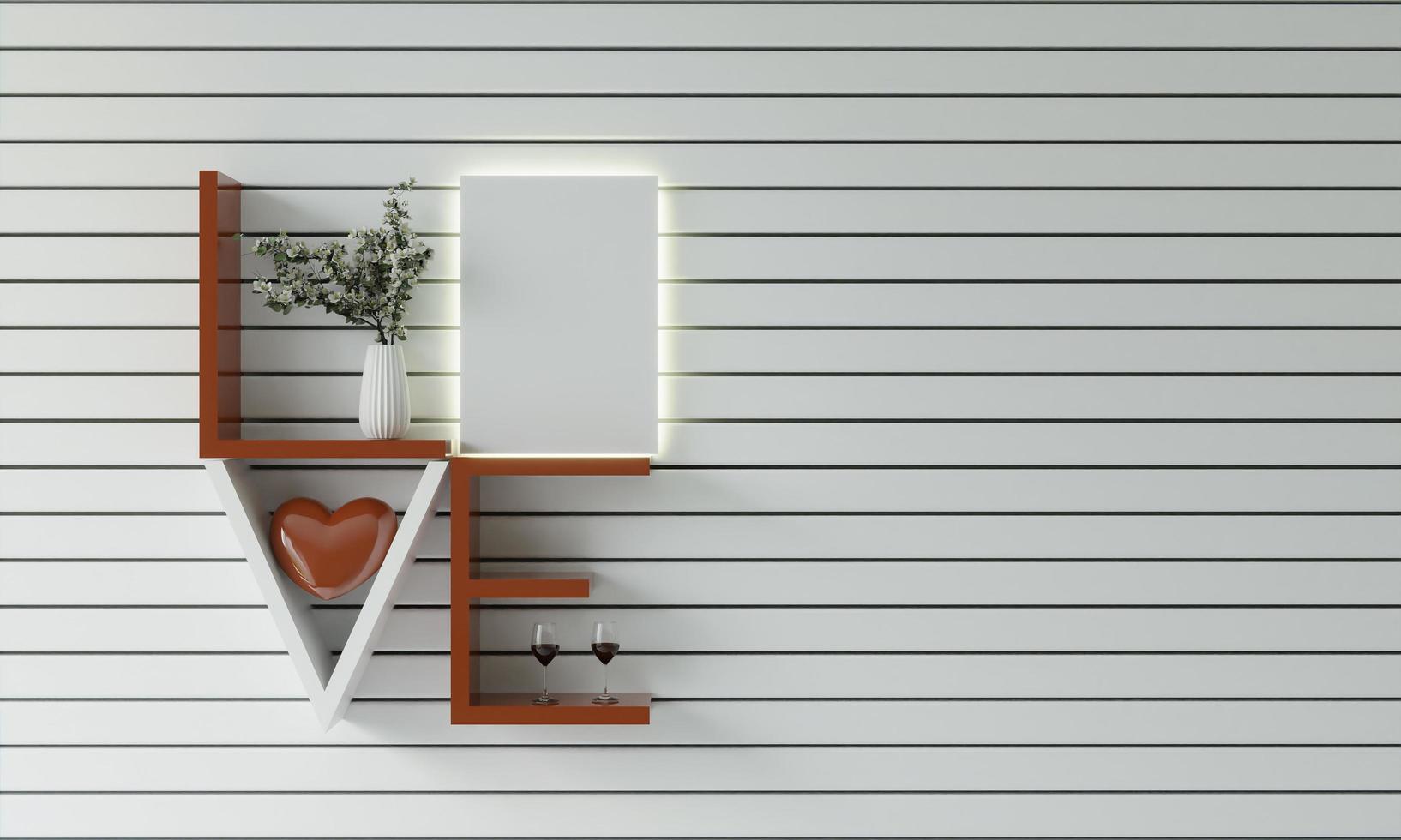 maqueta del marco del cartel en el interior moderno en la sala de estar aislada sobre fondo claro, render 3d, ilustración 3d foto