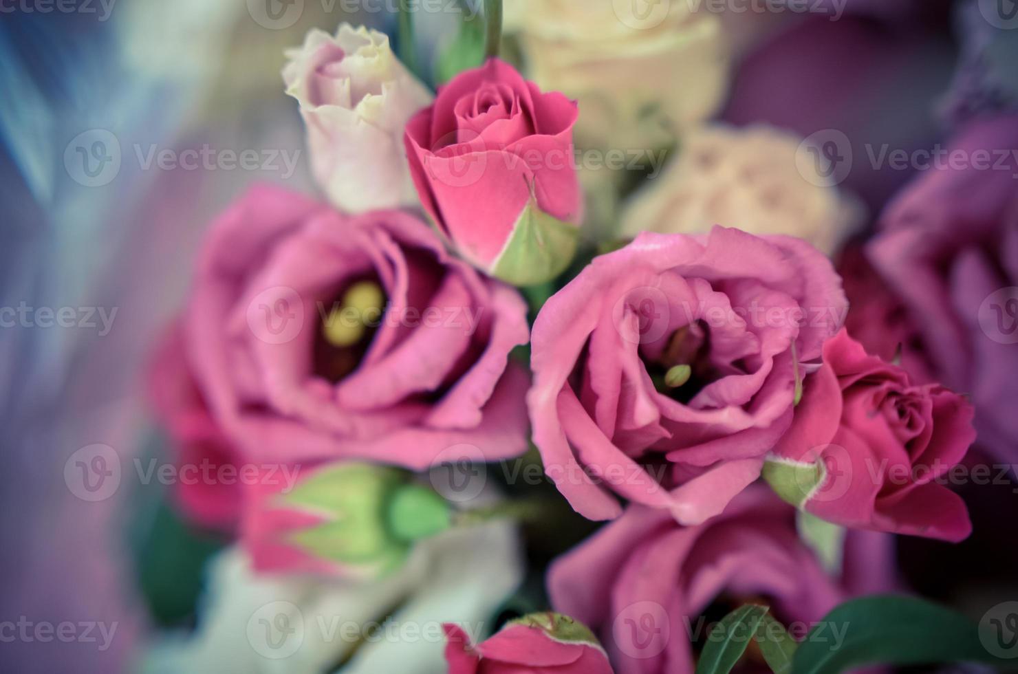 Bouquet with orchids and roses on a beautiful background photo