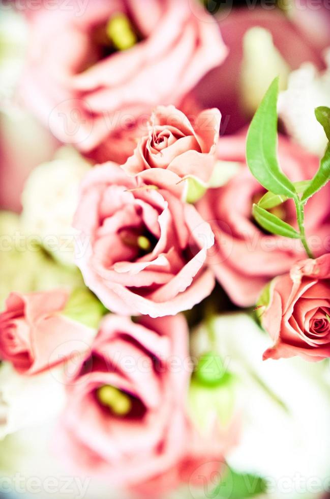 Bouquet with orchids and roses on a beautiful background photo