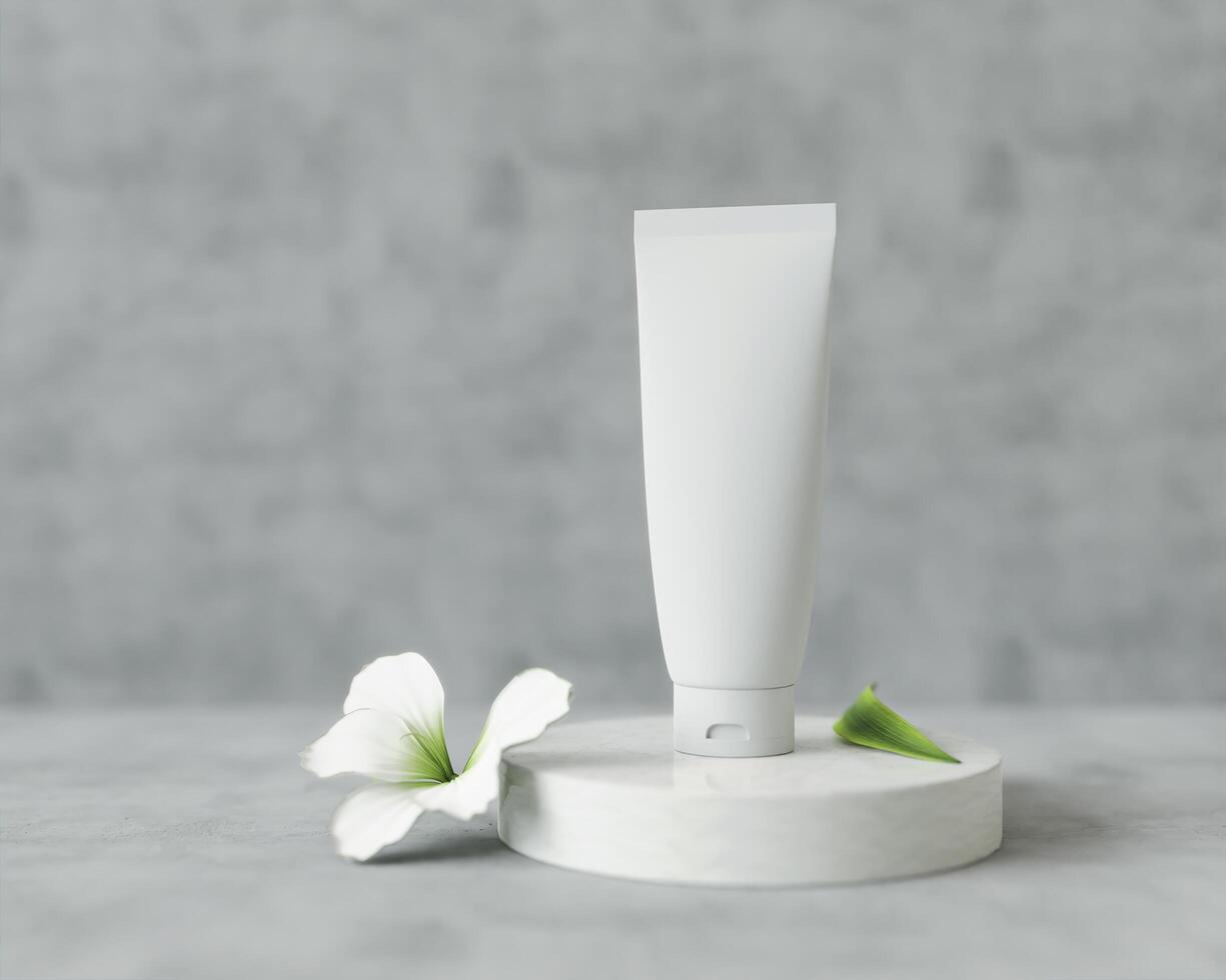 Squeeze tube for applying cream or cosmetics on a white background. photo