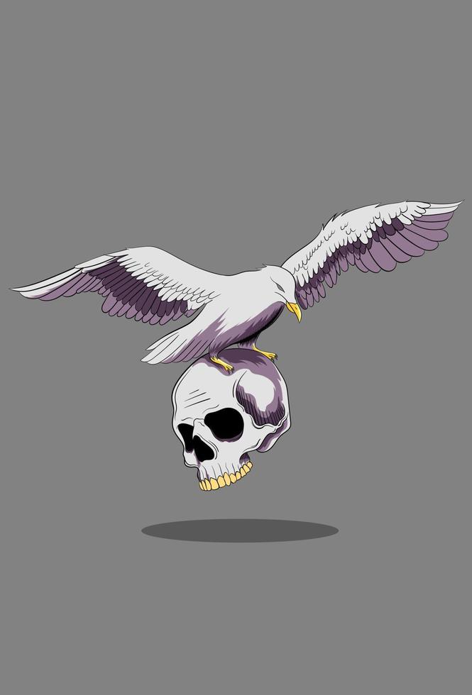 Seagull with skull vector illustration