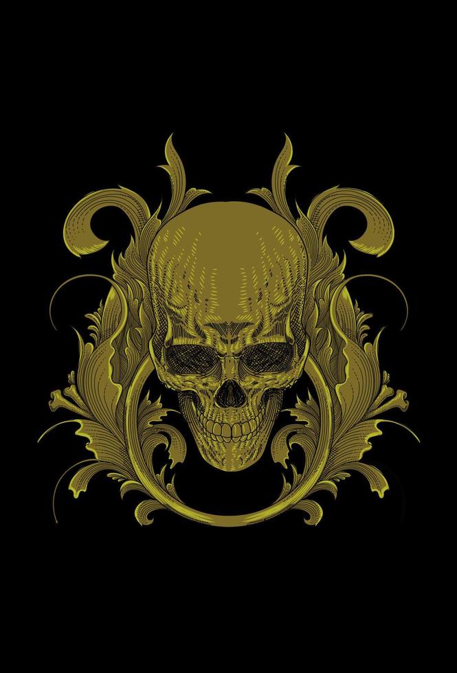 Skull with ornament artwork illustration vector
