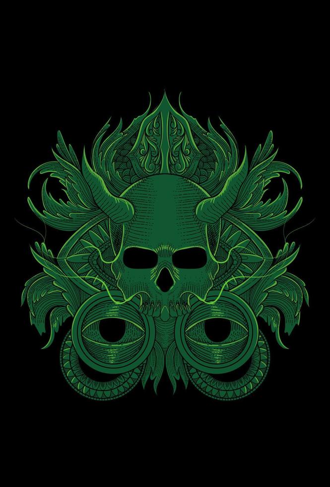 Skull with ornament artwork illustration vector