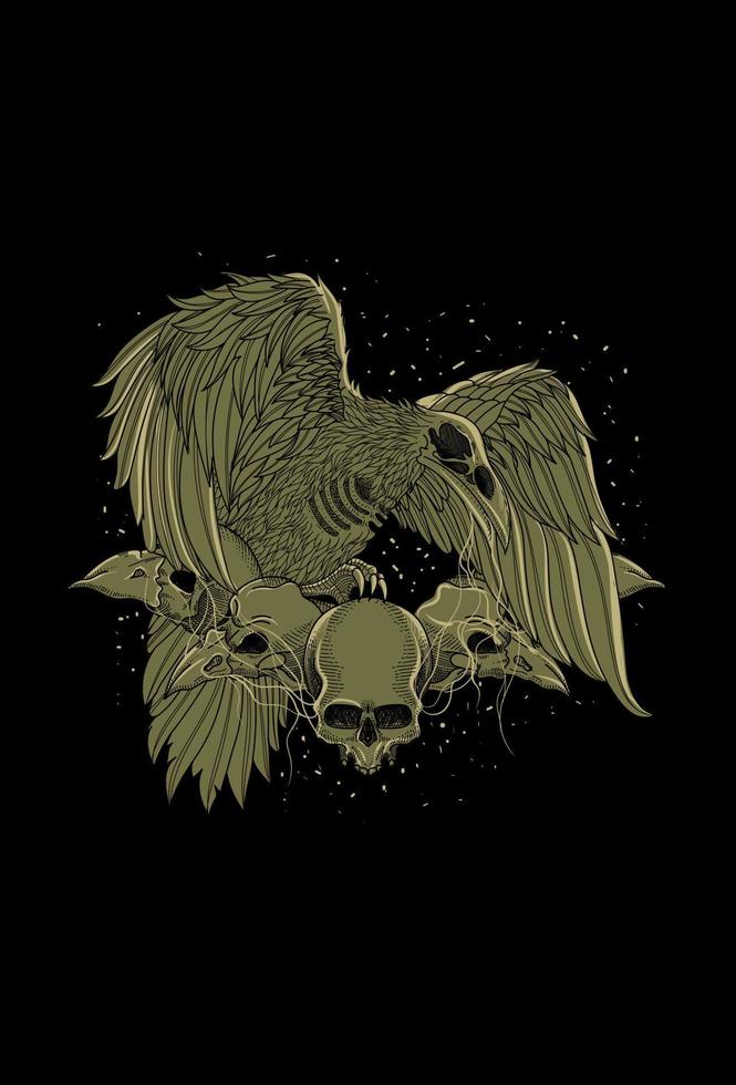 Eagle with skull artwork illustration vector