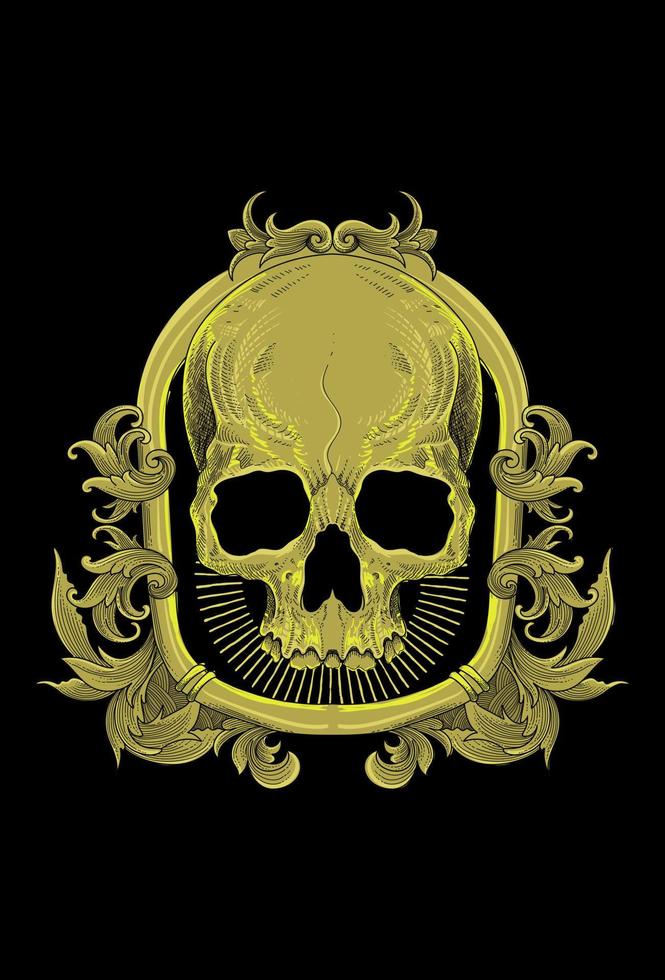 Skull with ornament artwork illustration vector