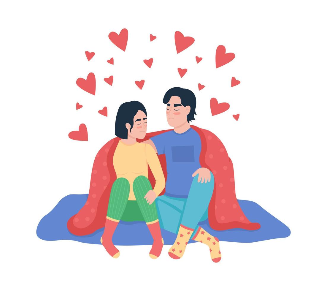 Couple in love semi flat color vector characters