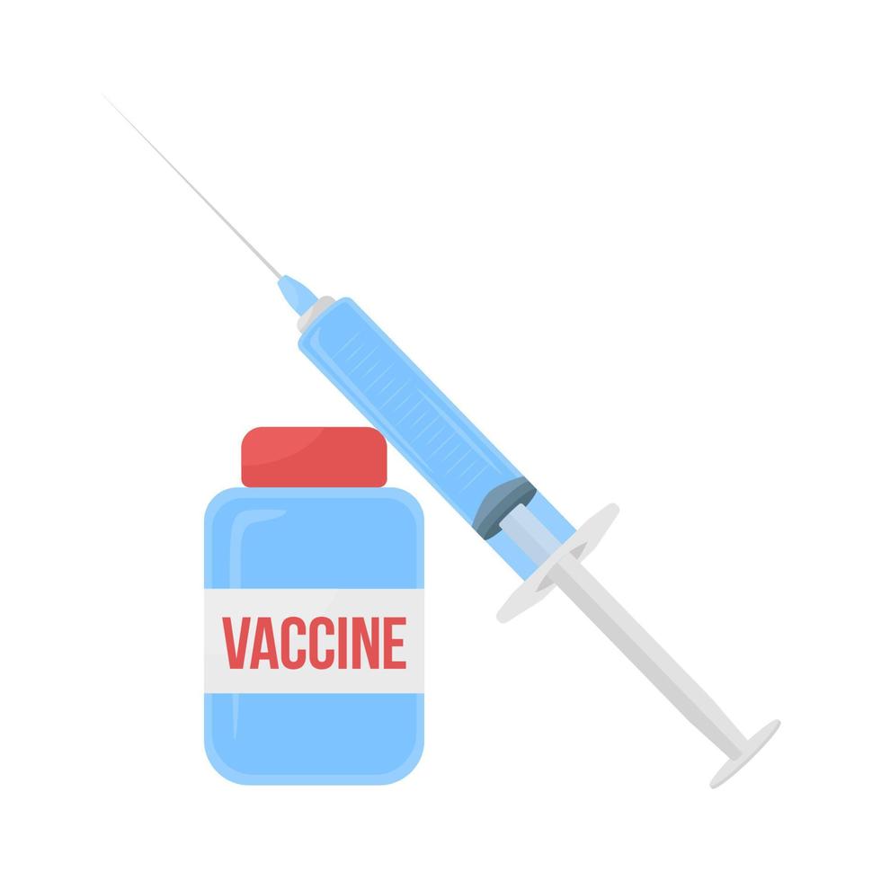 Syringe with vial of drug semi flat color vector object