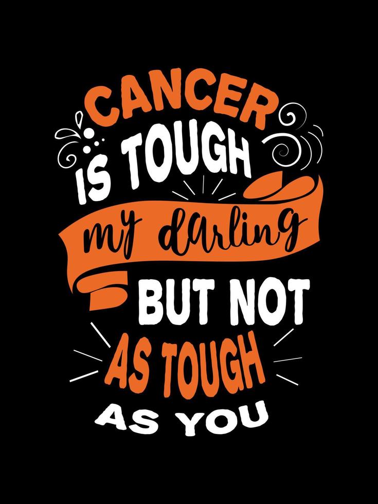 Cancer is tough my darling but not as tough as you Renal Cancer T shirt design, typography lettering merchandise design. vector