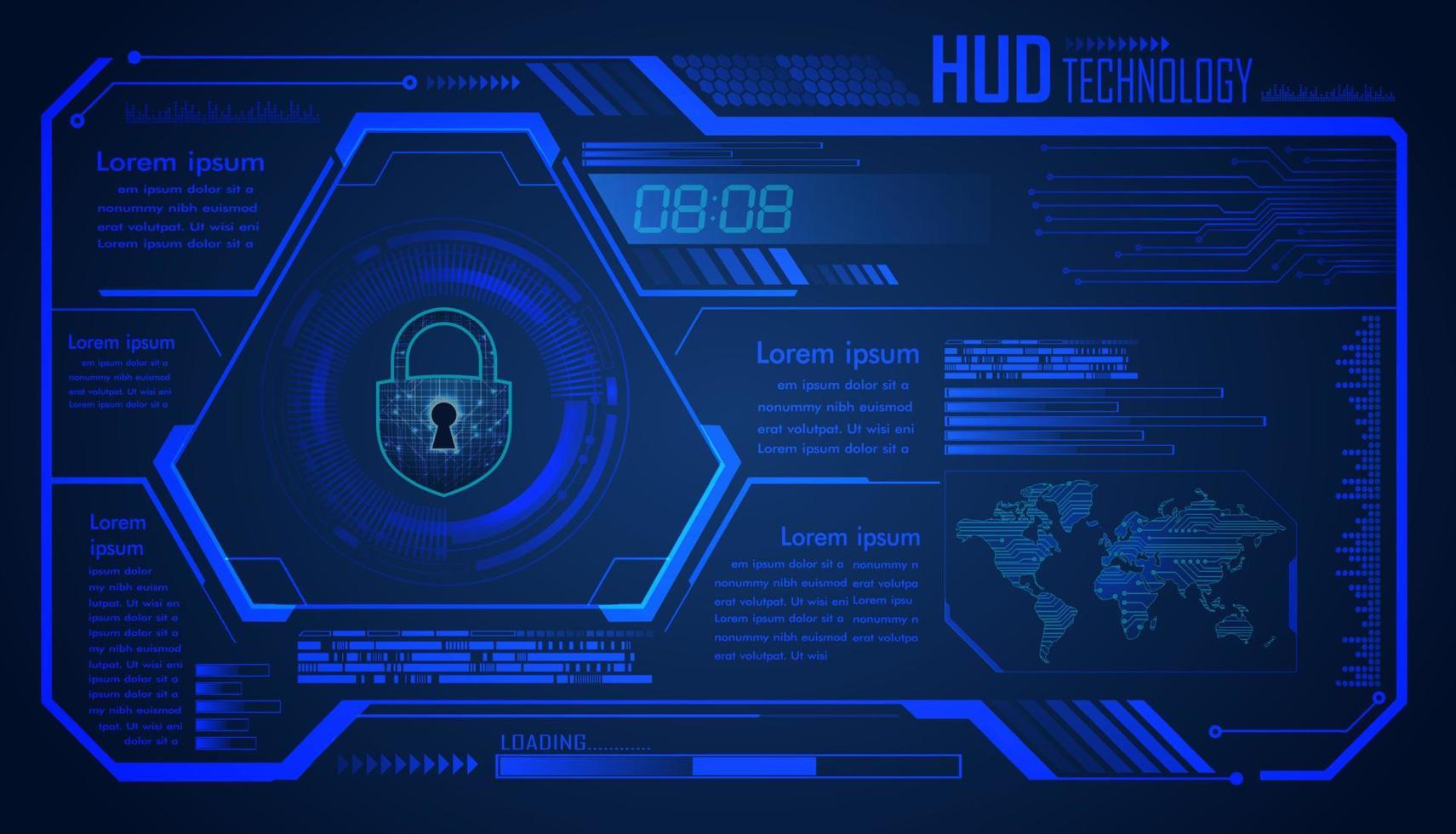 Fondo de concepto de tecnología futura de circuito cibernético de hud vector