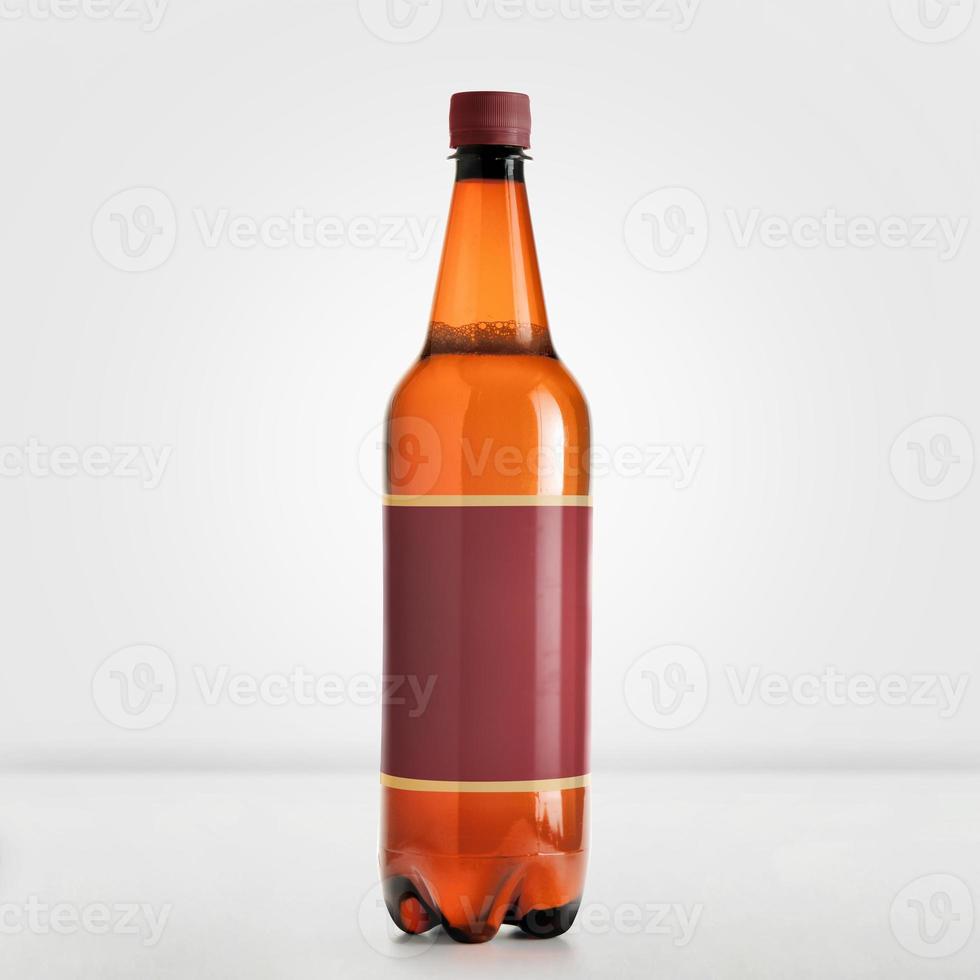 Brown Beer Bottle Mock-Up isolated on white - Blank Label photo