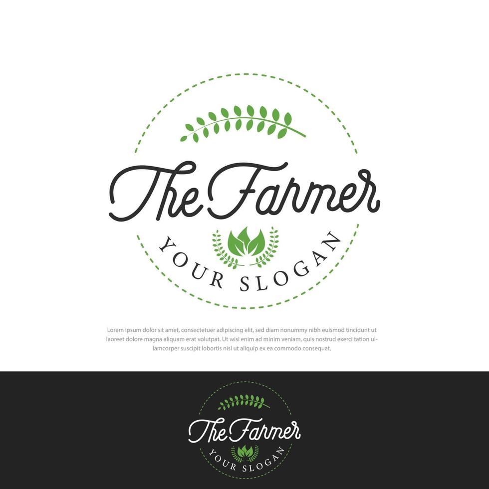 Green Farmer Logo Minimalist Agriculture logo design concept,farm badge symbol,icon,illustration vector