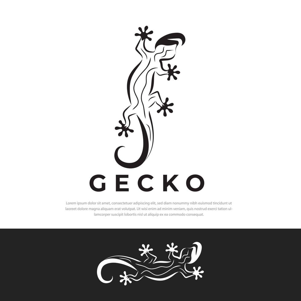 El diseño gráfico único del logotipo de gecko se puede utilizar como logotipo, plantilla vector